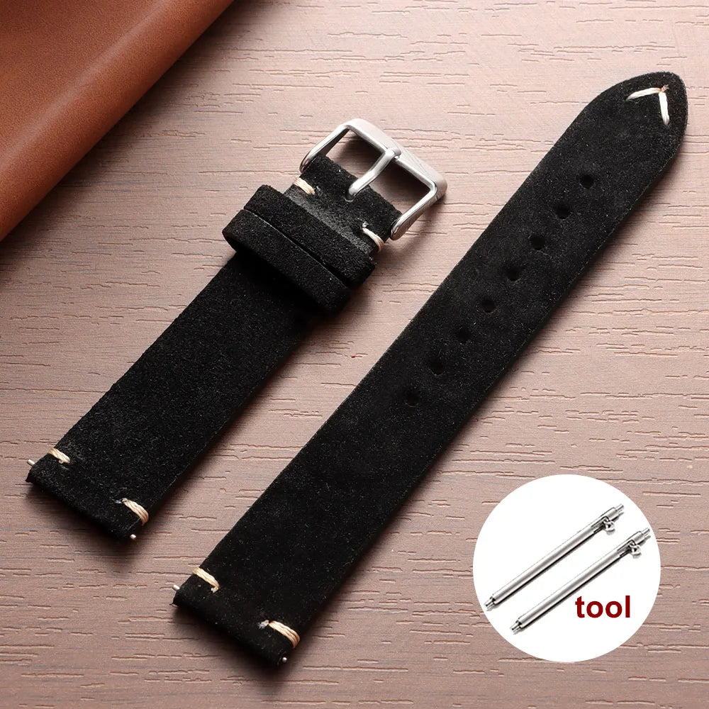 Weiches Wildleder Lederarmband mit Schnellverschluss in 14-22mm Breite