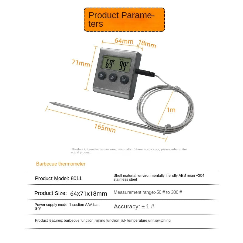 Digitales Lebensmittel-Thermometer mit Magnetischer Edelstahl-Sonde