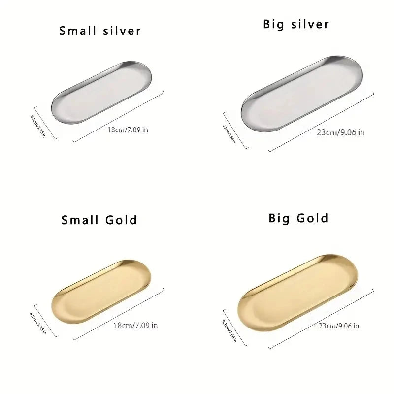 Vielseitige Edelstahl Dessert Platte in Gold - Silber – Stilvoll servieren, 3 Größen