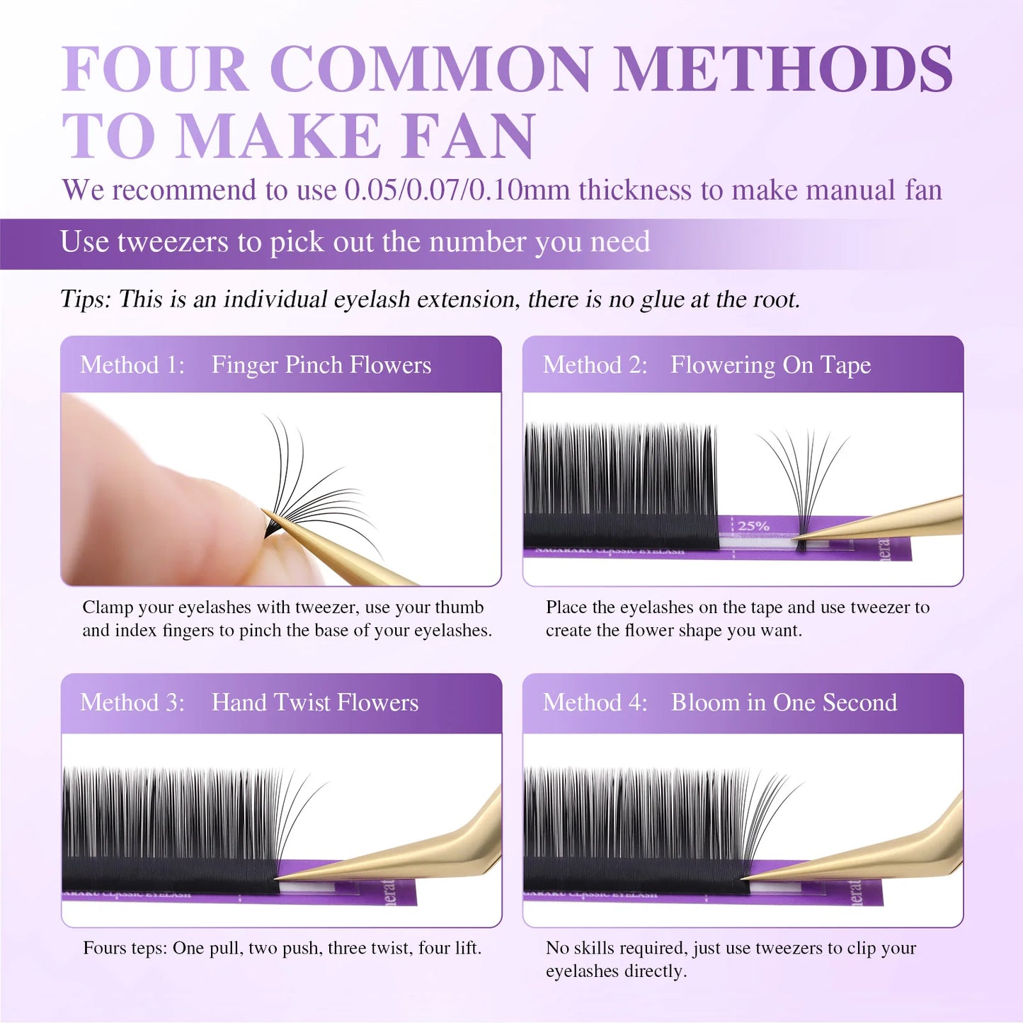 Handgemachte einzelne Wimpernverlängerung lang natürlich matt schwarz