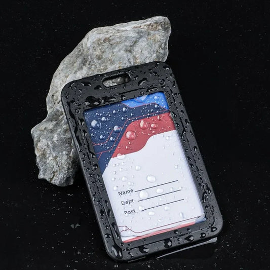 Doppelseitiger Ausweishalter Transparent Schwarz für Karten Fotos