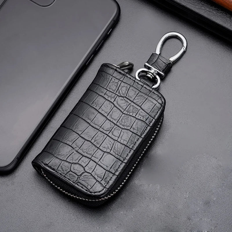 Leder Auto Schlüssel Tasche Universal mit Reißverschluss Schutz