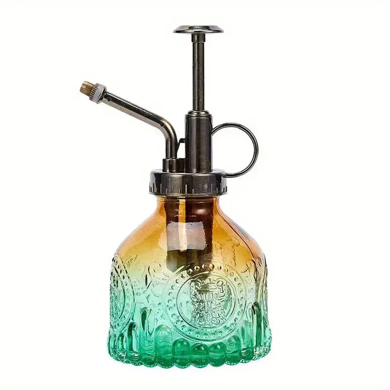 Glas Bewaesserung Spray Flasche mit Vintage Bronze Pumpe fuer Pflanzen