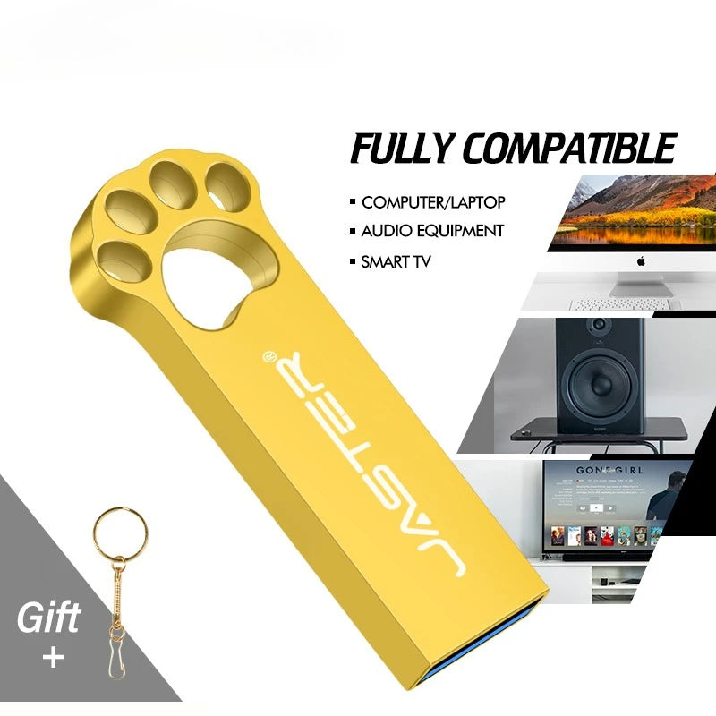 Wasserdichter Metall USB 2.0 Stick 64GB mit Katzenpfoten Design
