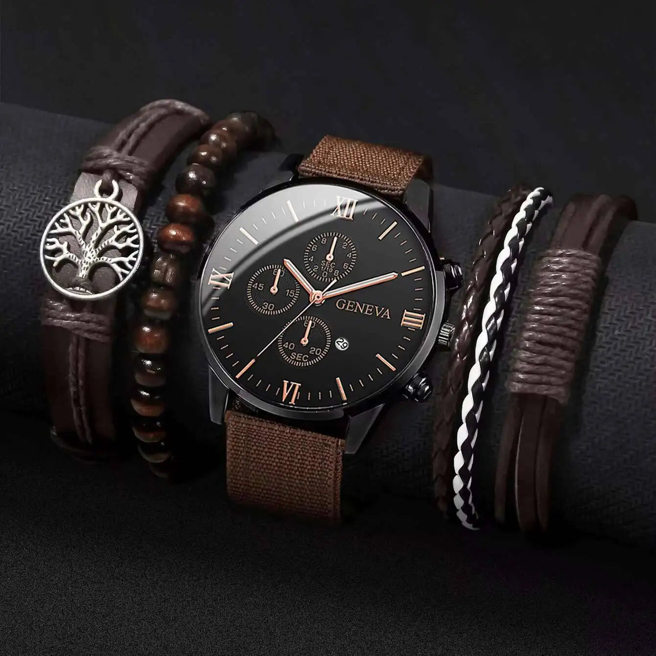 Männer Quarzuhr Set mit Armbändern Casual Mode Accessoire