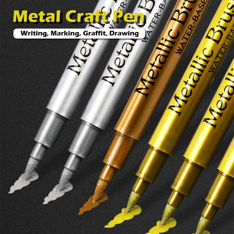 Glänzende Metallic Marker Gold - Silber – Permanente Pinselstifte für Kreative