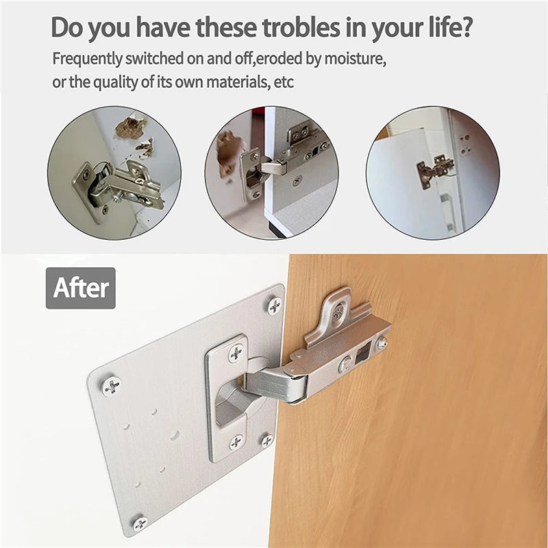 8-teiliges Scharnier Reparaturplatte aus gebürstetem Edelstahl 90x90mm