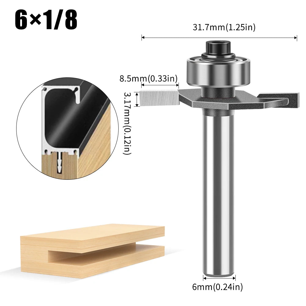Doppel-rand T-förmiger Fräser mit 6mm und 12mm Schaft für Holzarbeiten