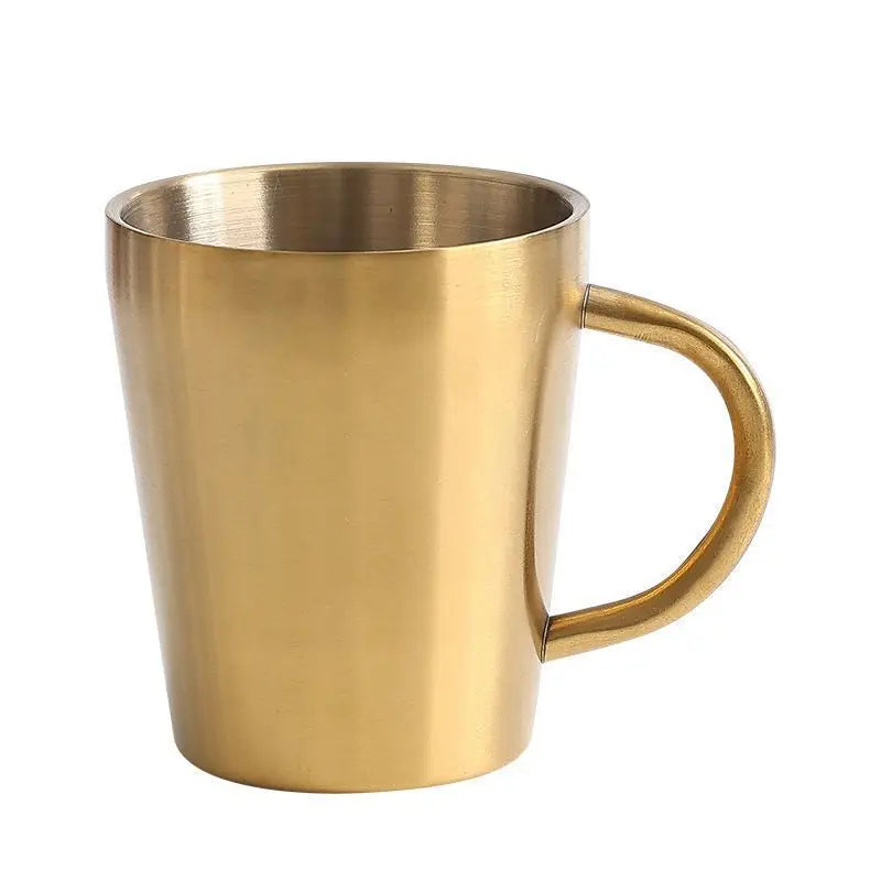 Doppelschicht 300ml Edelstahlbecher mit Griff – stilvoll - isolierend in Goldsplitter