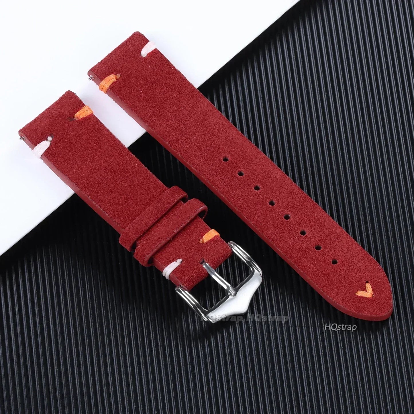 Wildlederarmband mit handgefertigten Nähten für Vintage Uhren 18-22mm