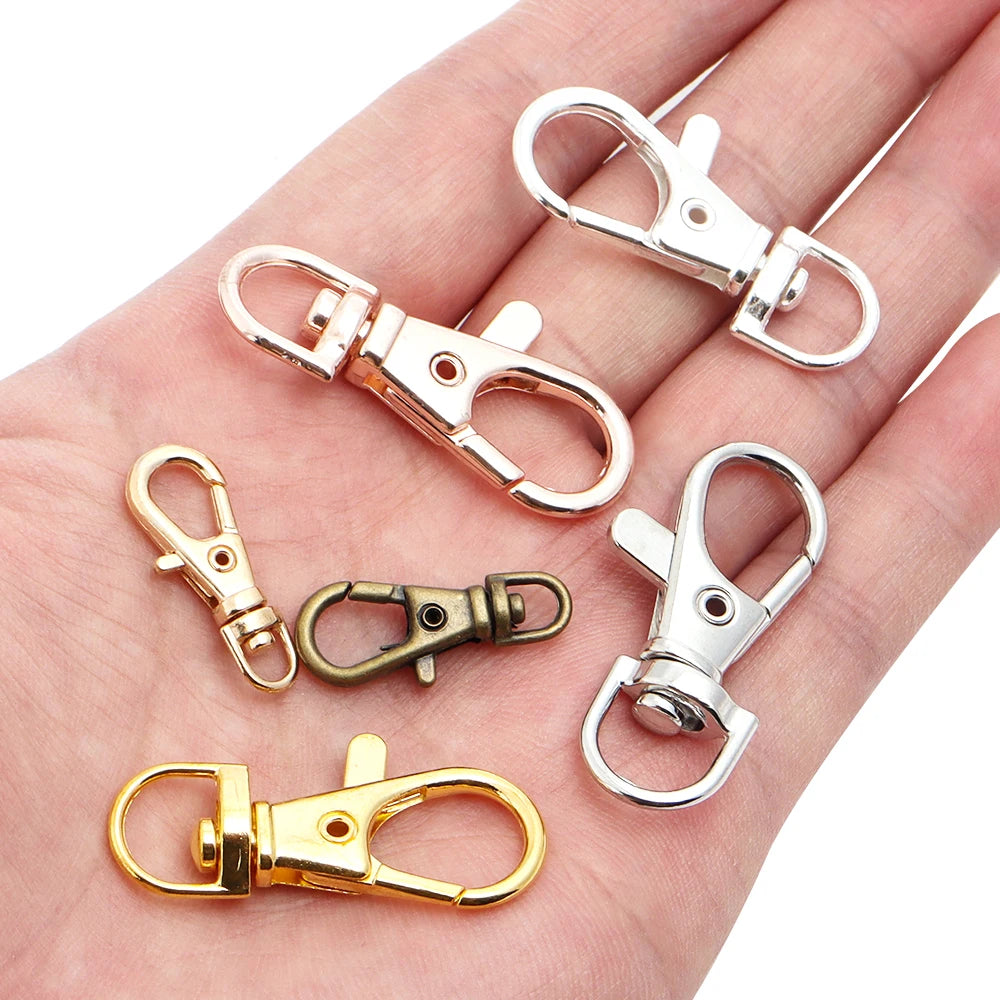 Vielseitiges 10er-Set Schlüsselanhänger mit drehbarem Karabiner, gold - silber