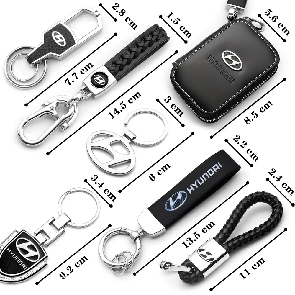 Robuster Metall-Leder Schlüsselanhänger mit Hyundai Emblem – Stilvoll - Praktisch