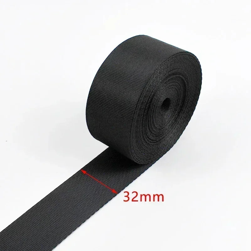 5m Schwarzes Nylon Gurtband 10-100mm für Taschen, Gurte, Haustier, DIY