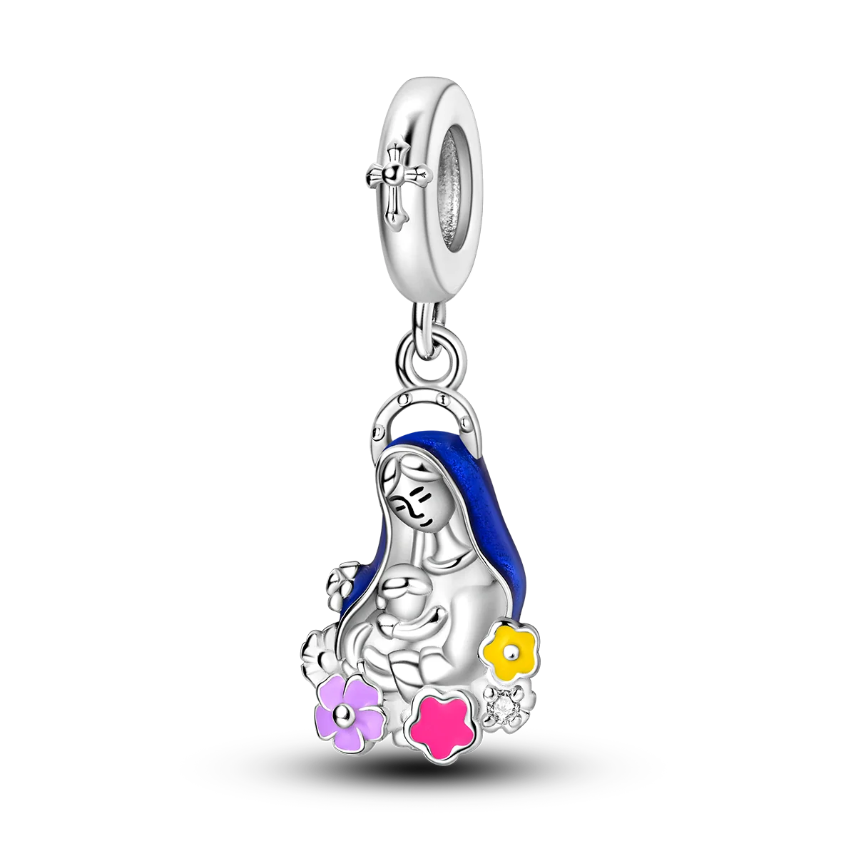 Edler Charm-Anhänger aus 925er Silber mit funkelndem blauem Zirkon – perfekt für DIY-Schmuck