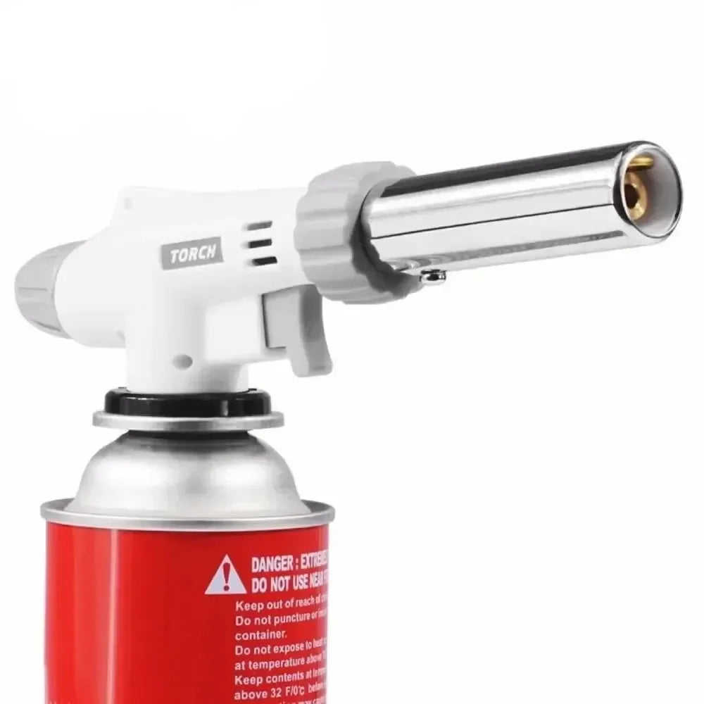 Vielseitiger Gasbrenner mit bis 1350℃ Flamme, elektronischer Zündung, weiß-silber