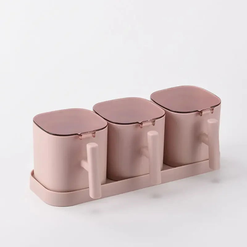 Gewürzboxen Set mit Shaker Pfeffer Zucker Salz Vorratsbehälter Kunststoff