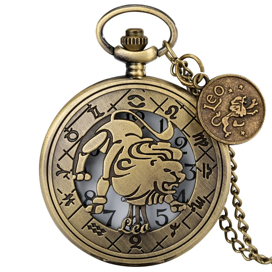 Quarz Taschenuhr Krebs Zeichen mit Krabben Halskette Vintage Stil