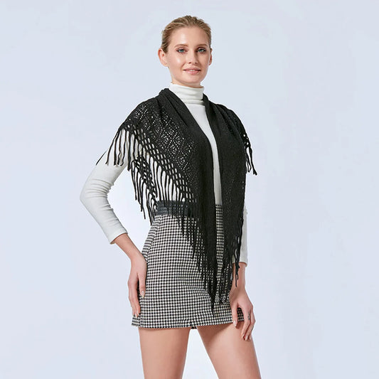 Gestrickter Baumwoll-Schal mit Quasten für Damen-Yabubest - Home & More