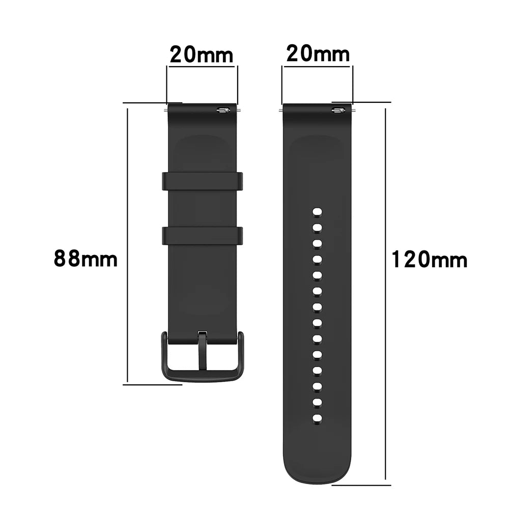 20 mm Silikonarmband kompatibel mit diversen Smartwatches komfortabel