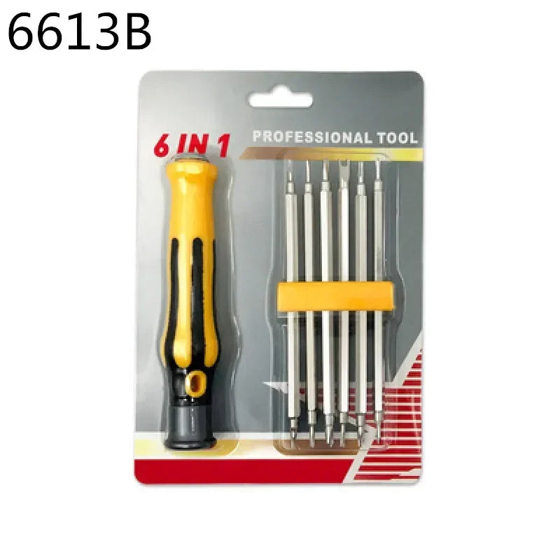 Präzises 6-in-1 Schraubendreher-Set mit rutschfestem Griff - robustem Stahl