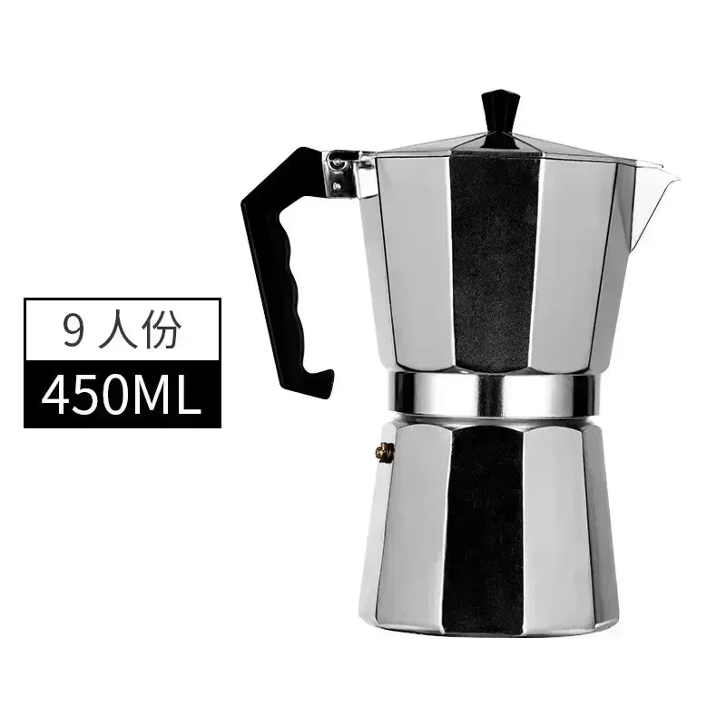 Italienischer Edelstahl Moka Pot – Induktionstauglich, 50-600 ml, Aromatisch