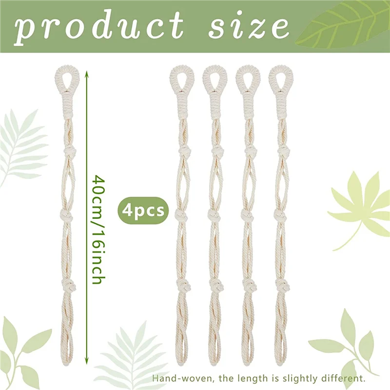 Makramee Pflanzenaufhänger 8er Set Beige mit Verlängerungsseilen