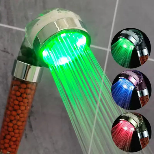 Handbrause mit LED-Temperatursensor ABS Kunststoff Hochdruck Duschkopf