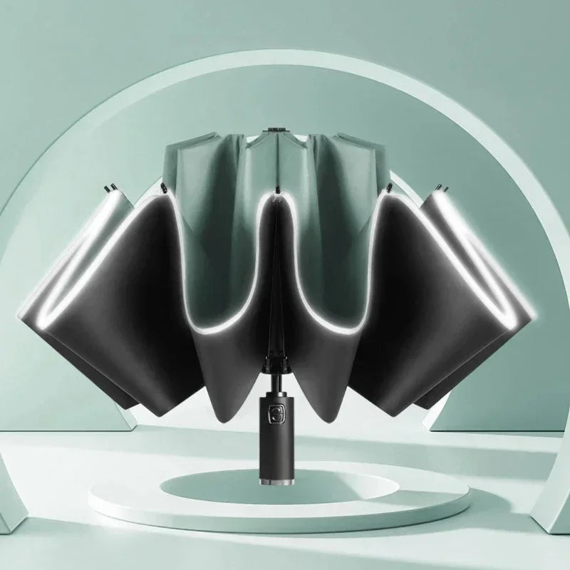 Automatischer Regenschirm faltbar UV-Schutz LED Licht Business Winddicht