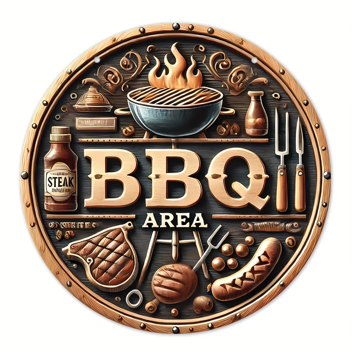 Vintage 8 Aluminium Schild – Wetterfestes Grill- - Gartendekor im Rustiklook