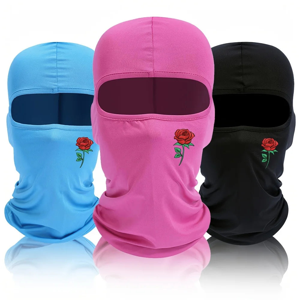Unisex Sturmhaube mit Blumenmuster Schutz vor Wind und Sonne Outdoor