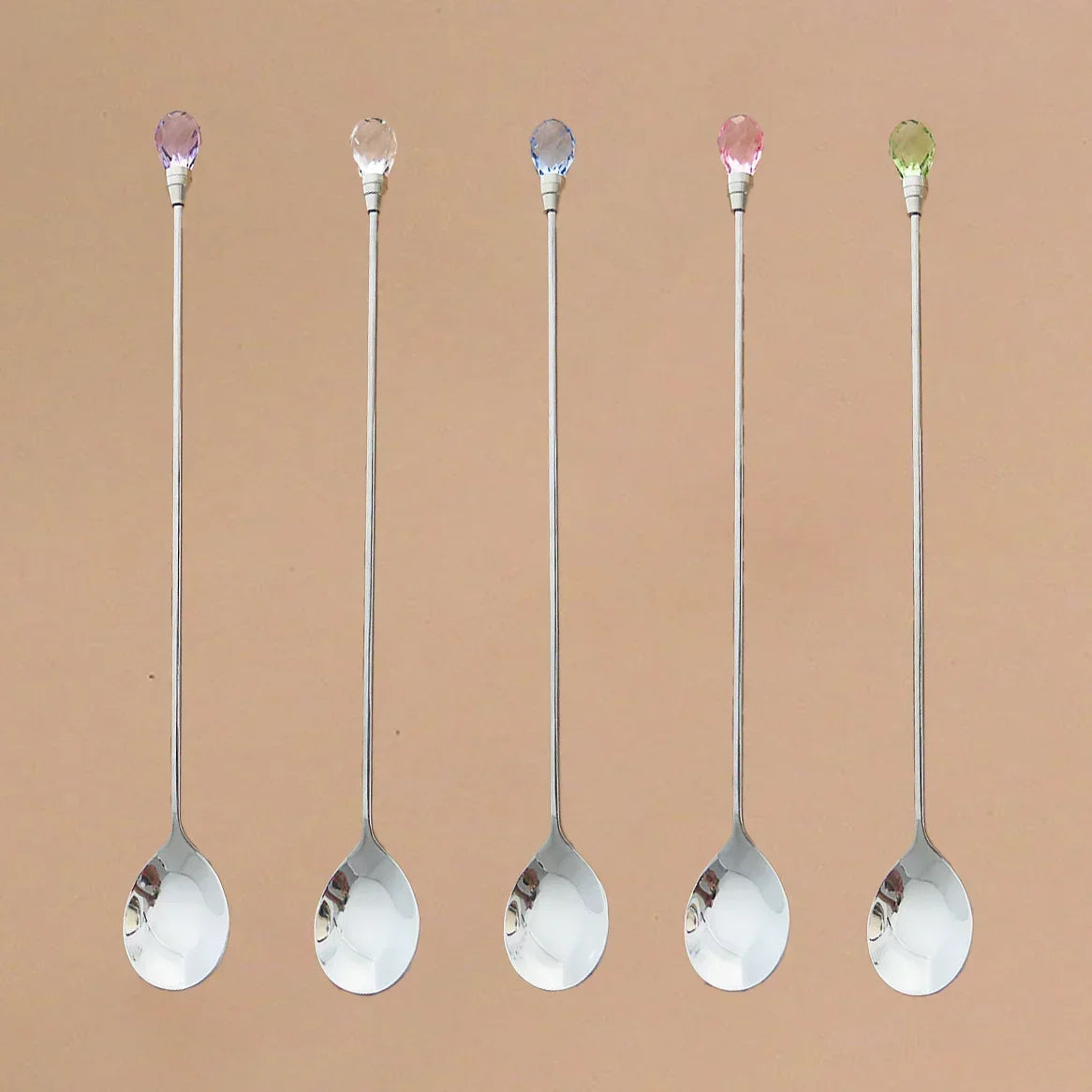 Elegantes 4er-Set Edelstahl-Diamant-Kaffeelöffel 18 cm – Perfekt für Kaffee & Dessert