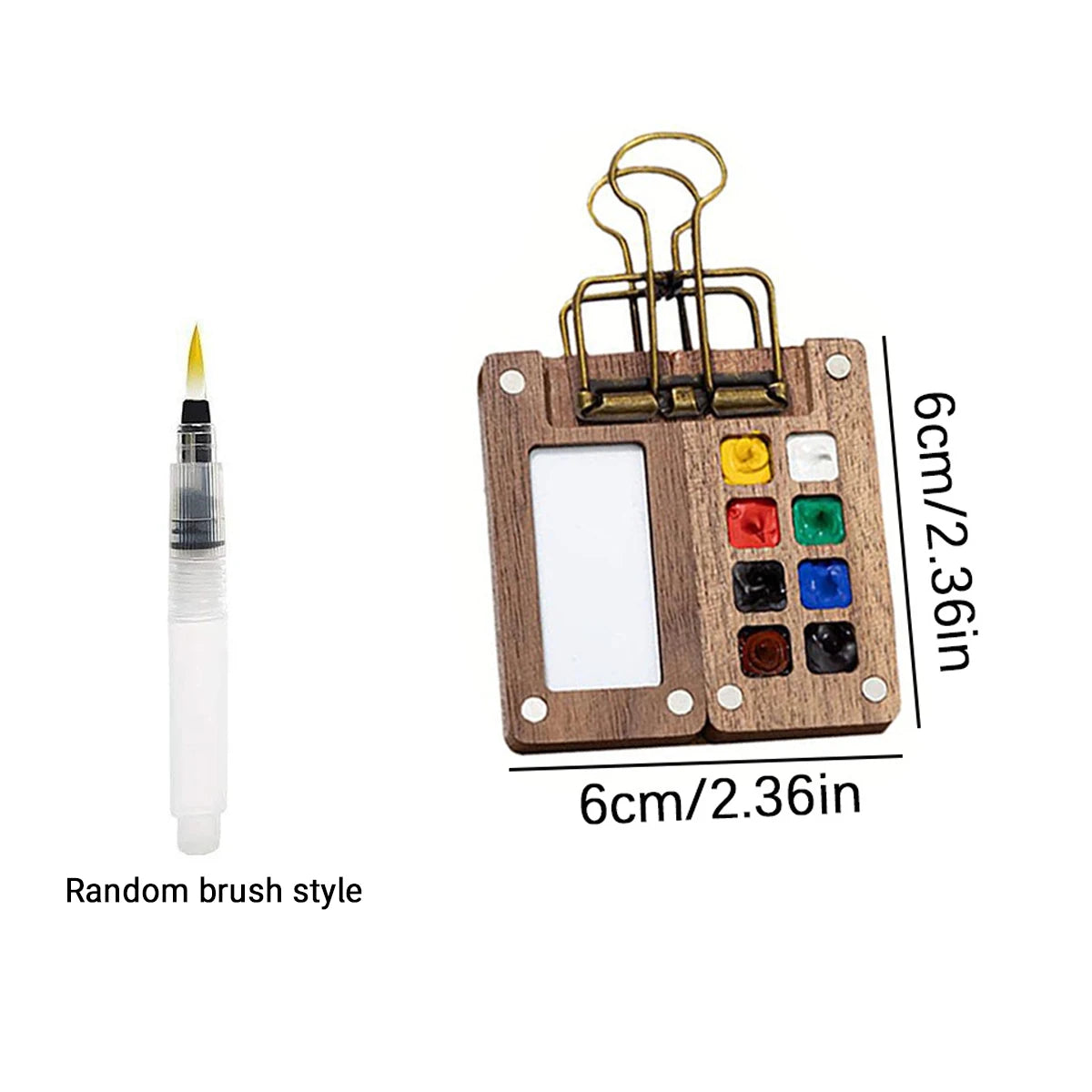 8-15 Gitter Mini Aquarellpaletten Set aus Holz mit Clips und Pinseln
