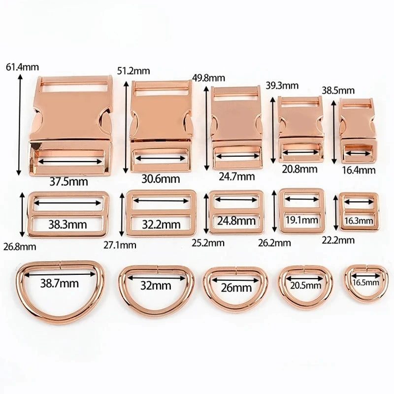 Roségold Metall D-Ring Schnallen 15-38mm für Tasche Gürtel DIY 1/2 Sets