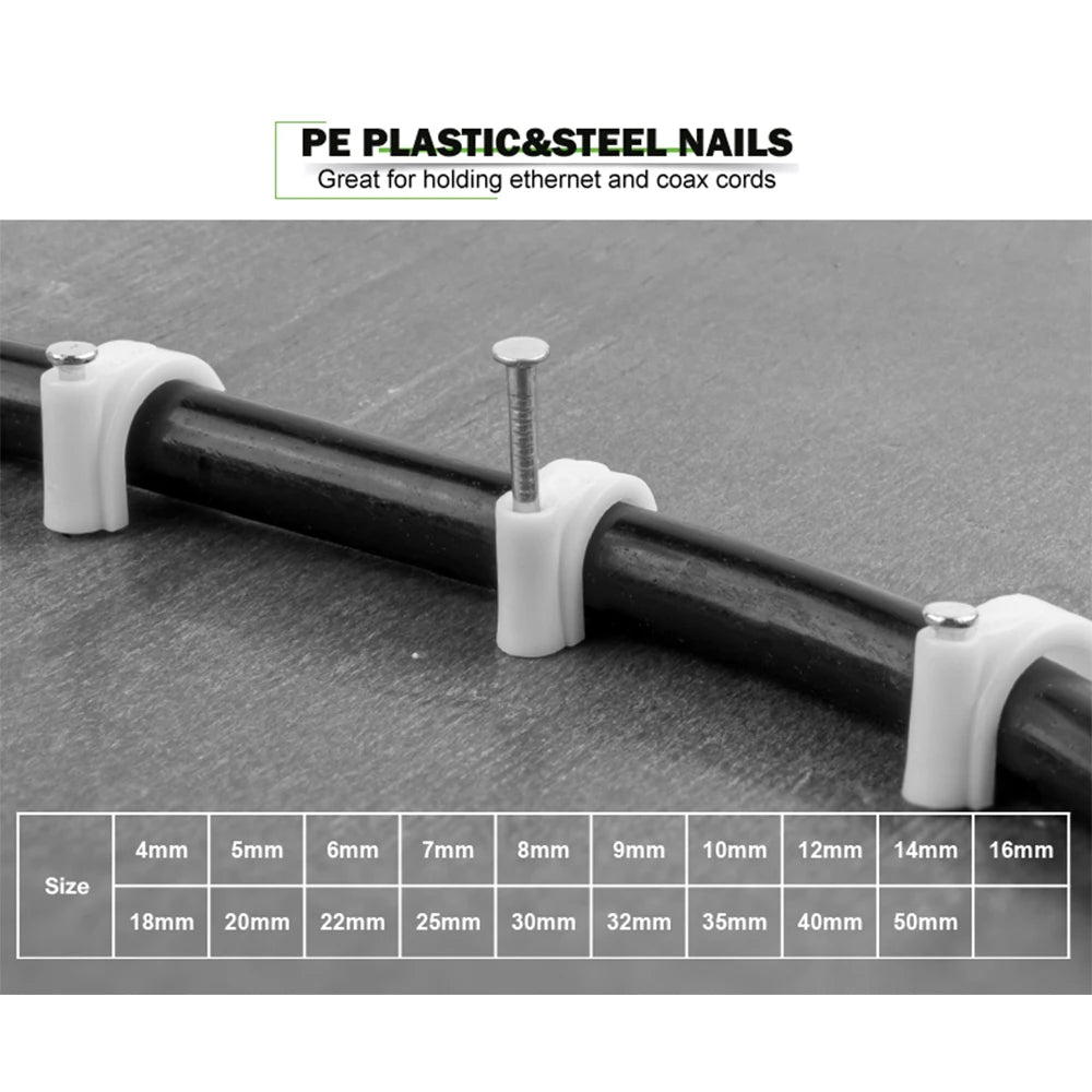 Perfekte Kabelorganisation: 100 weiße Kreis-Nagel Clips für 4-12mm Kabel