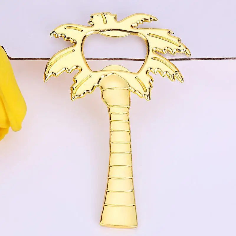 Praktischer Flaschenöffner silberfarben mit Palmenmotiv für Partys und Geschenke