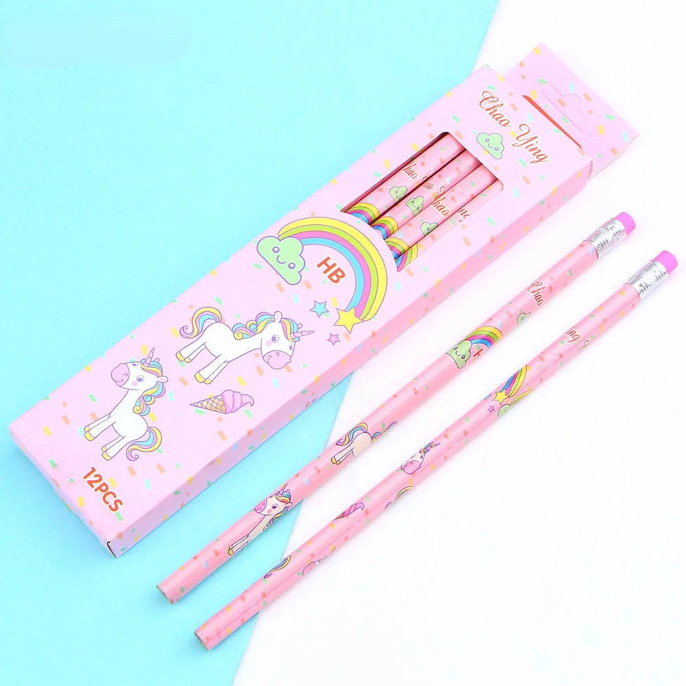 12-teiliges Einhorn Bleistift Set HB für Schule, Kids - Zeichnungen