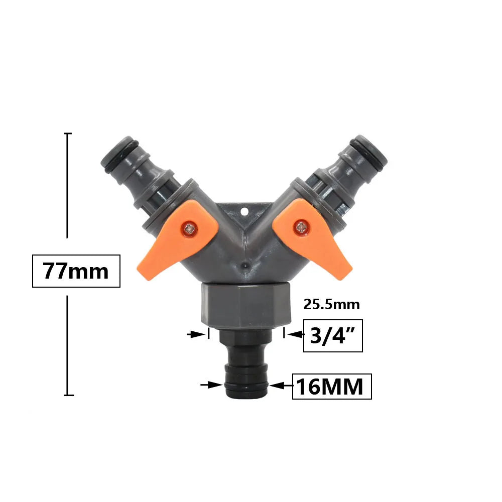 Gartenhahn Y-Verteiler für 2/4 Wege, 1/2 3/4 1 Zoll Gewinde, Schlauchanschluss