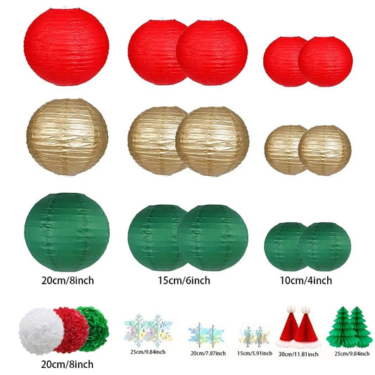 28-teiliges Weihnachtsdeko Set mit hängenden Papierornamenten