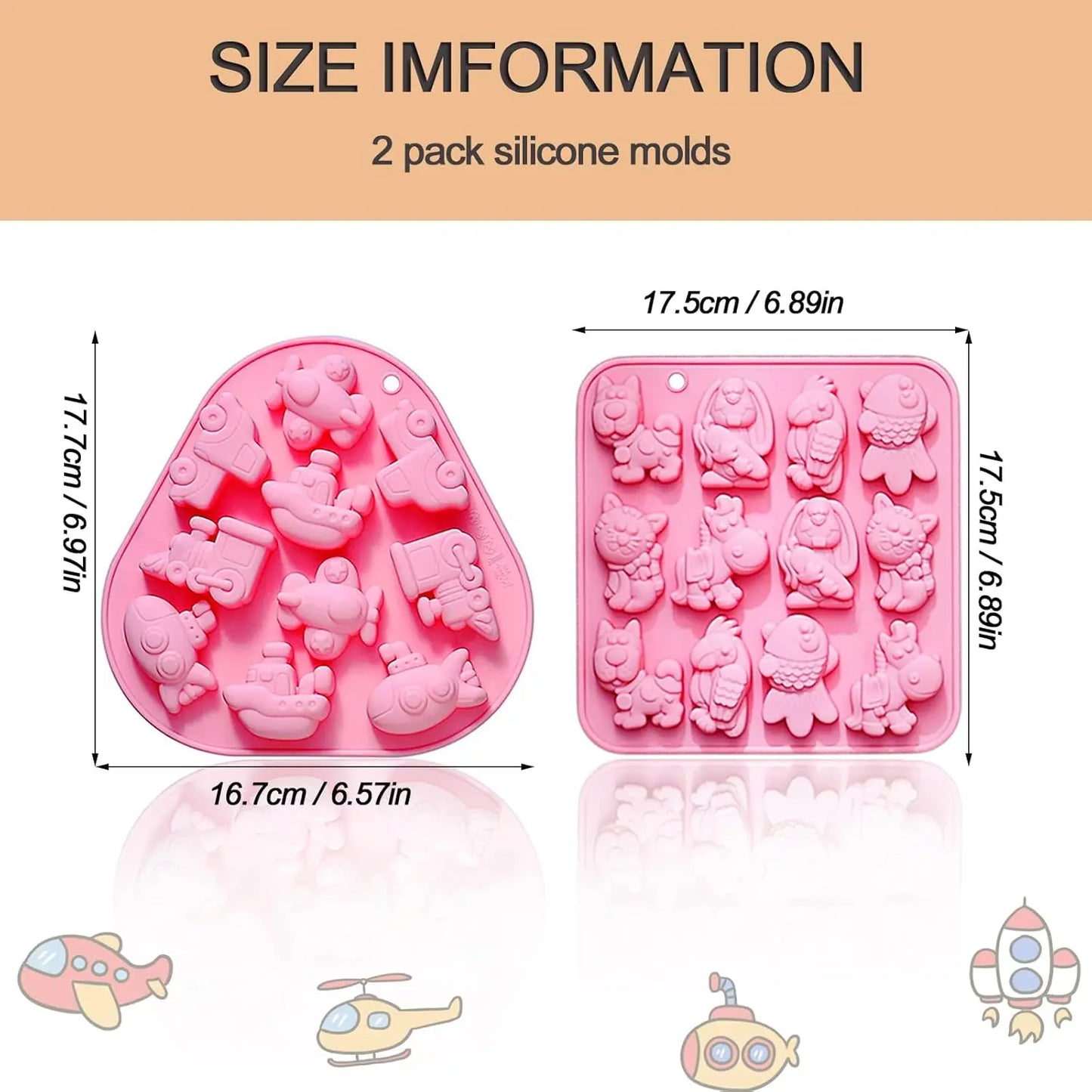 12er Dinosaurier Silikonform für Kuchen, Schokolade - Fondant – Lebensmittelecht