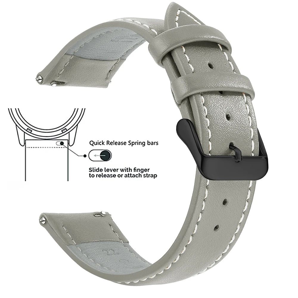 Echtleder Uhrenarmband Schnellverschluss 18/20/22mm für viele Smartwatches
