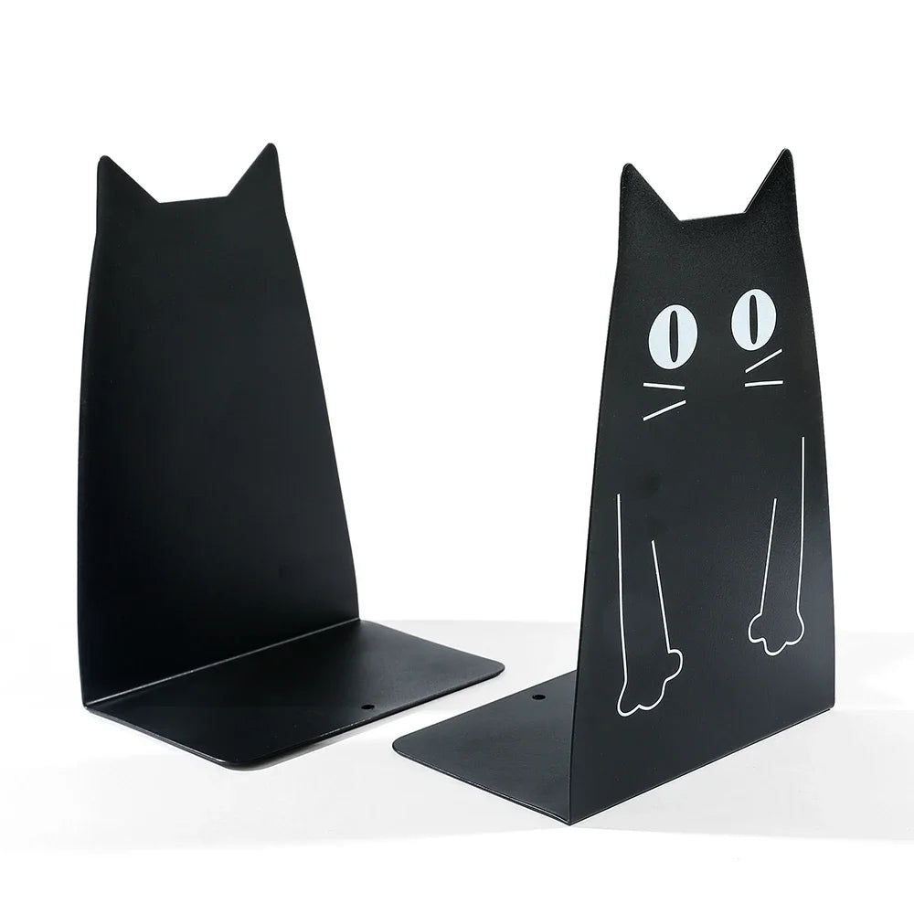 Schwarze Katzen-Buchstützen aus Metall für Schüler und Lehrer