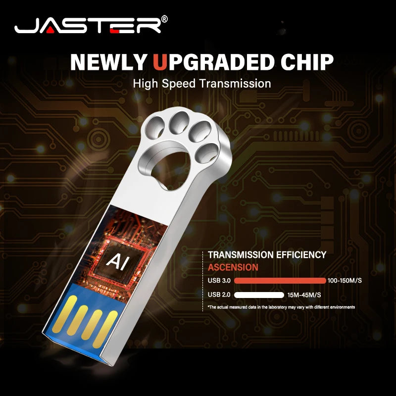 Wasserdichter Metall USB 2.0 Stick 64GB mit Katzenpfoten Design