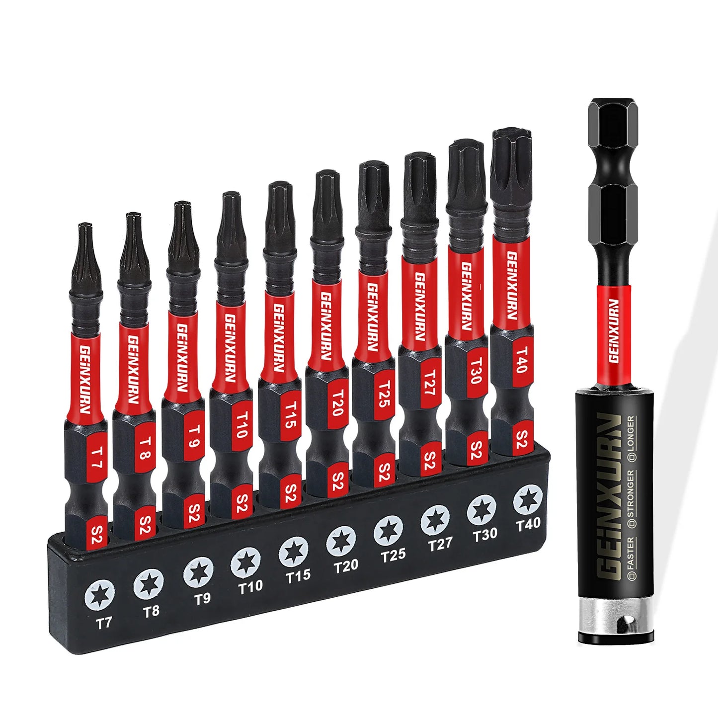 Magnetisches Torx-Bit-Set T7-T40 aus S2 Stahl, stoßfest - präzise, 10-teilig