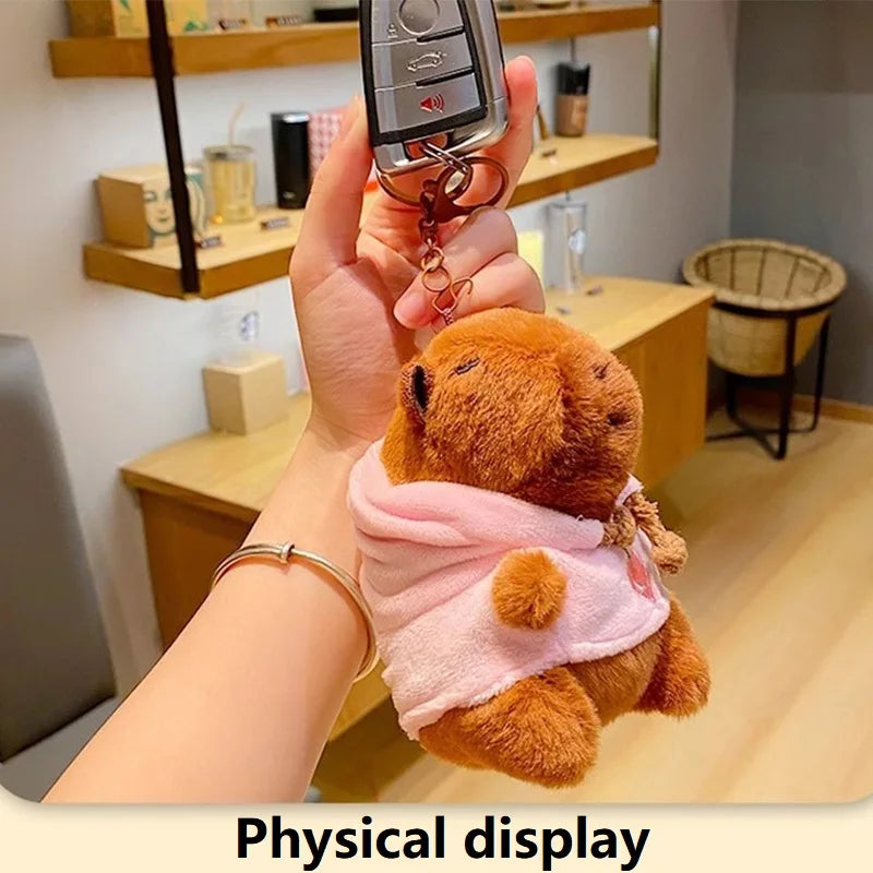 Charmanter Plüsch-Capybara Schlüsselanhänger in Kupfer für stylische Alltags-Accessoires