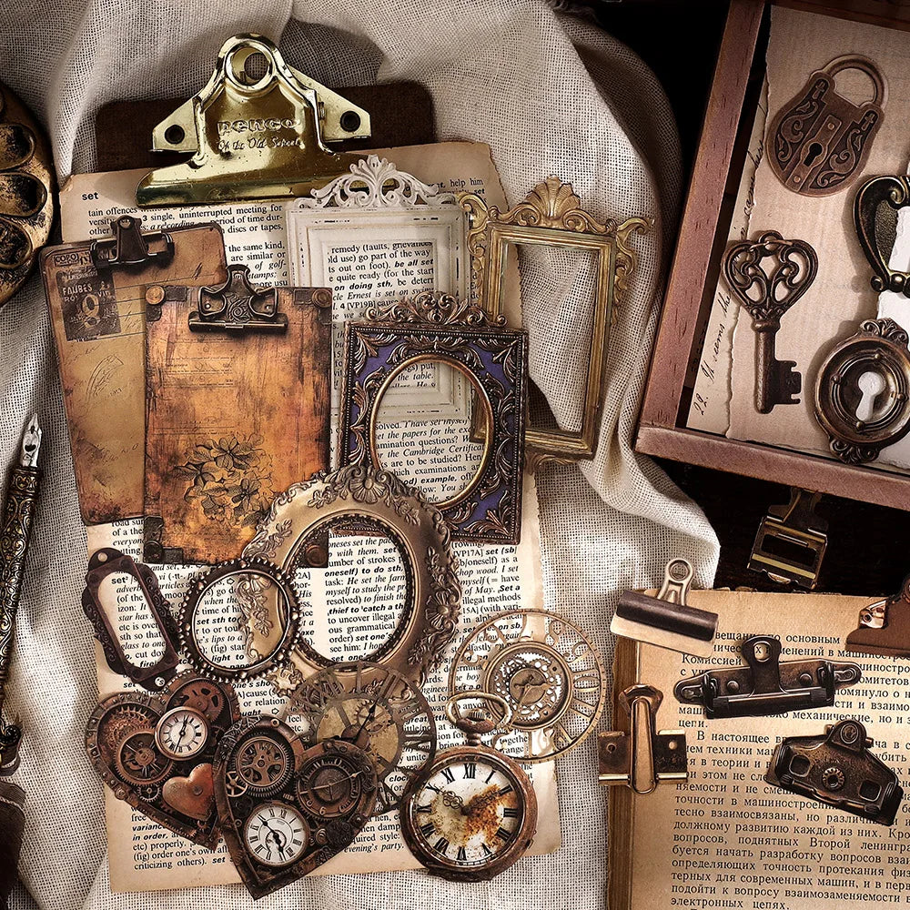 30er Pack Vintage Uhr Aufkleber – Nostalgie für Scrapbooking - DIY-Kunst