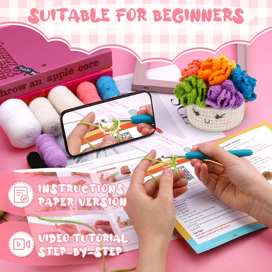Häkelset für Anfänger mit Video-Tutorials – Topfpflanzen Untersetzer