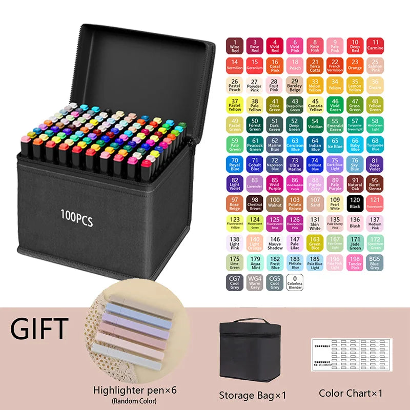 Dual Tip Permanent Marker – Hochpigmentiert, 24-262 Farben für kreative Kunst