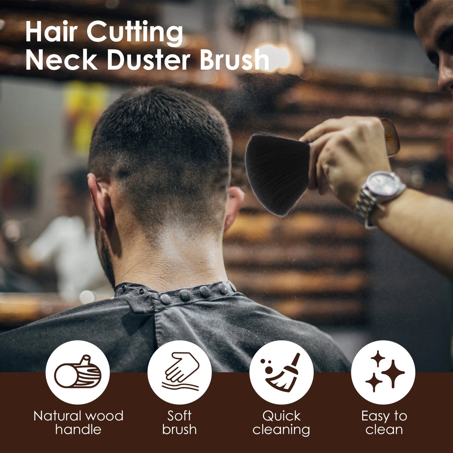Weiche Haarbürste mit Holzgriff für sanftes Styling und Reinigung im Friseursalon
