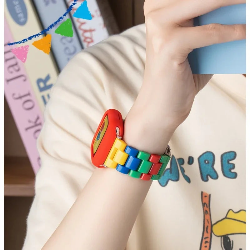 Buntes Acryl-Uhrenarmband mit Faltschließe für Apple Watch Modelle
