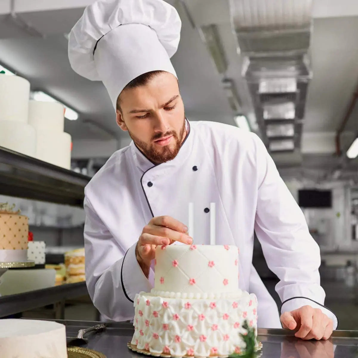 Weiße Kunststoff Kuchenstützstäbe für mehrschichtige Torten 21-30 cm